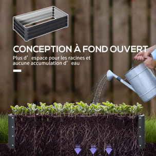 Lot de 2 carrés potager de jardin dim. 120x60x30 cm tôle d'acier ondulée gris