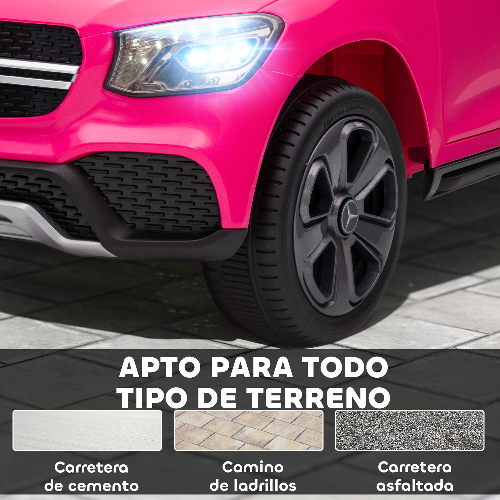 Coche Eléctrico para Niños Mercedes-Benz GLC, Coupé Coche de Batería 12V con Mando a Distancia 2,4 G Motor Doble Arranque Progresivo 3â€“5 km/h Uso 80 Min MP3 Bocina y Faros LED 3-6 Años Rosa