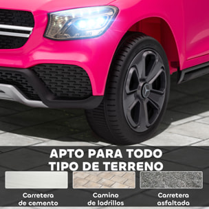 Coche Eléctrico para Niños Mercedes-Benz GLC, Coupé Coche de Batería 12V con Mando a Distancia 2,4 G Motor Doble Arranque Progresivo 3â€“5 km/h Uso 80 Min MP3 Bocina y Faros LED 3-6 Años Rosa