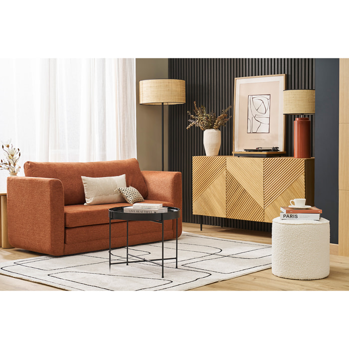 Pouf rond en tissu gris clair D40 cm PAUL