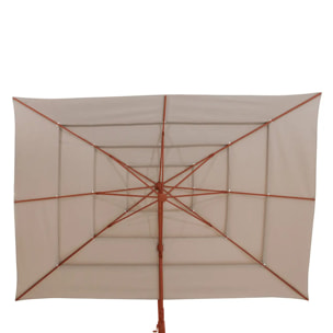 Parasol déporté rectangulaire inclinable Melhia 4x3 m acajou/lin