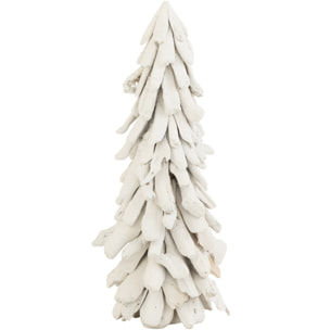 J-Line décoration Sapin Enneigé - bois - blanc - large