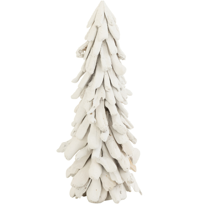 J-Line décoration Sapin Enneigé - bois - blanc - large