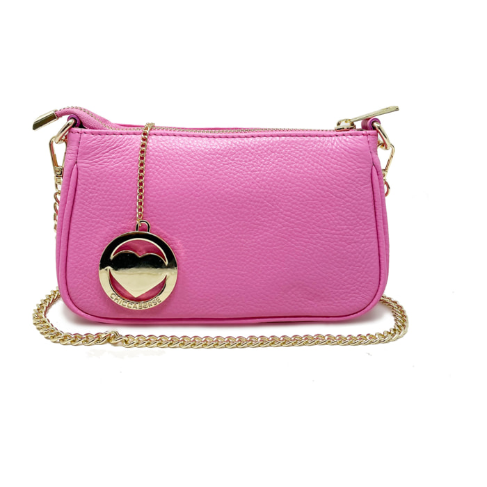 Chicca Borse - Tracollina Clutch Donna in Vera Pelle - Colore Rosa