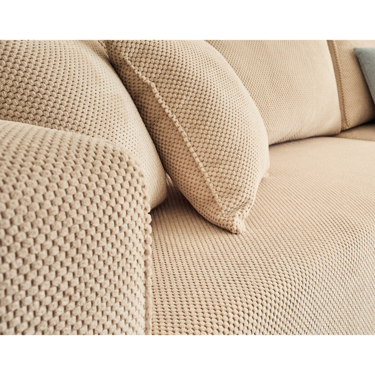 Topaze - canapé d'angle réversible - 4 places - convertible avec coffre - en velours texturé - Beige