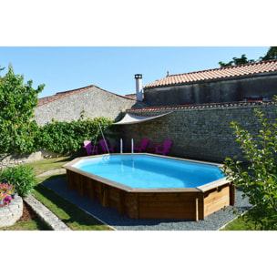 Piscine hors sol bois ovale 6,20 x 3,95 x 1,36 m SAFRAN