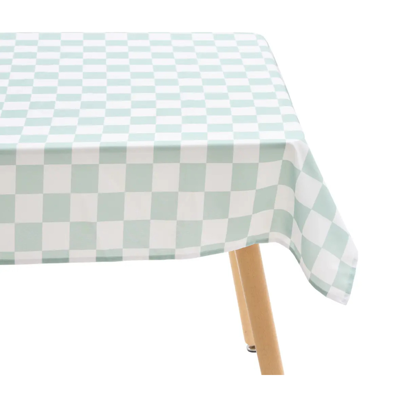 Nappe Della pasta 300x150cm vert céladon imprimé carreaux