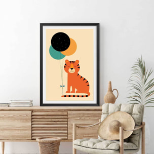 Affiche  circus tiger Affiche + cadre en bois - Noir