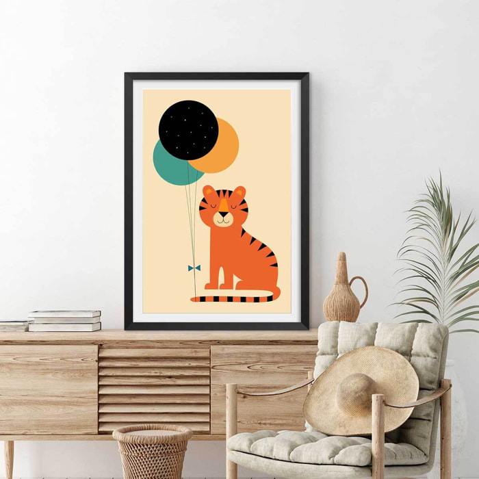 Affiche  circus tiger Affiche + cadre en bois - Noir