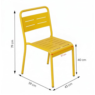 Ensemble de 4 chaises de jardin empilables jaunes EVORA