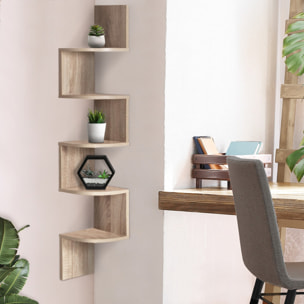 Etagère murale d'angle effet hêtre 120cm