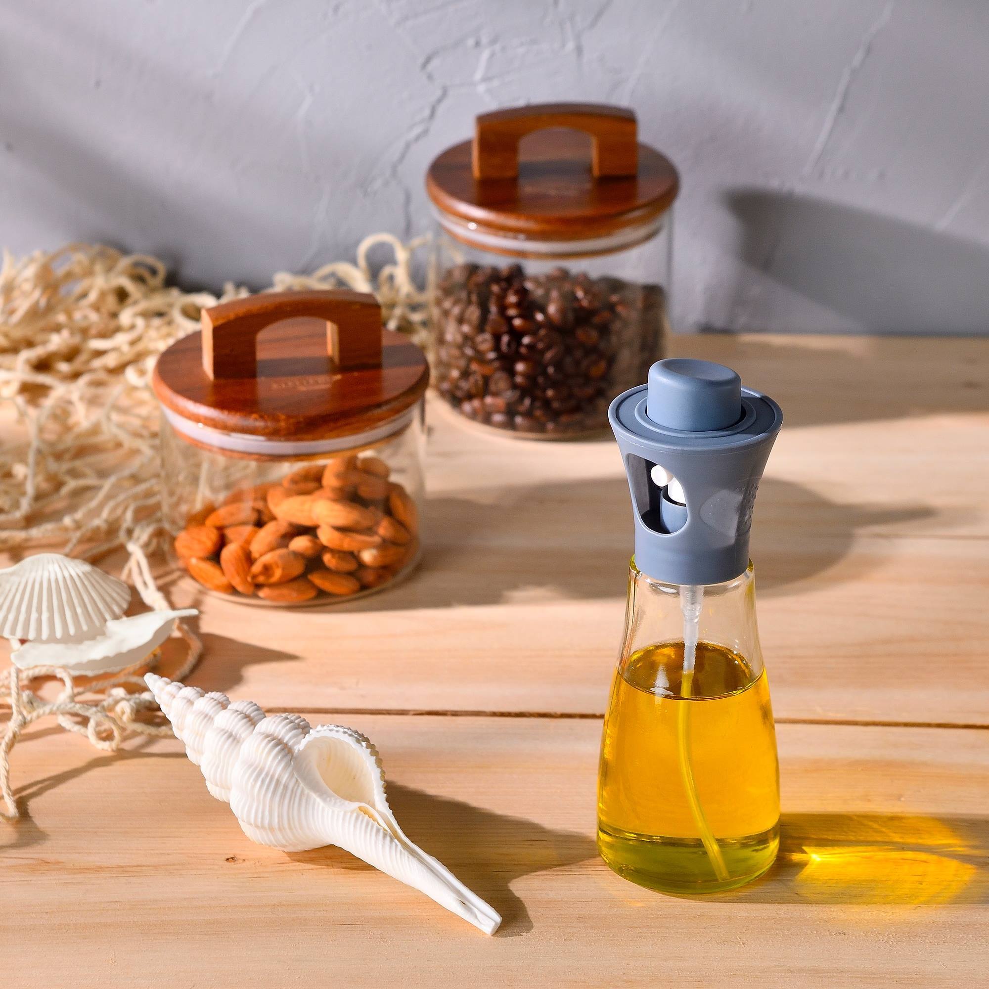 Set de botes 400ml + 500ml san ignacio vidrio de borosilicato y tapas de madera de acacia