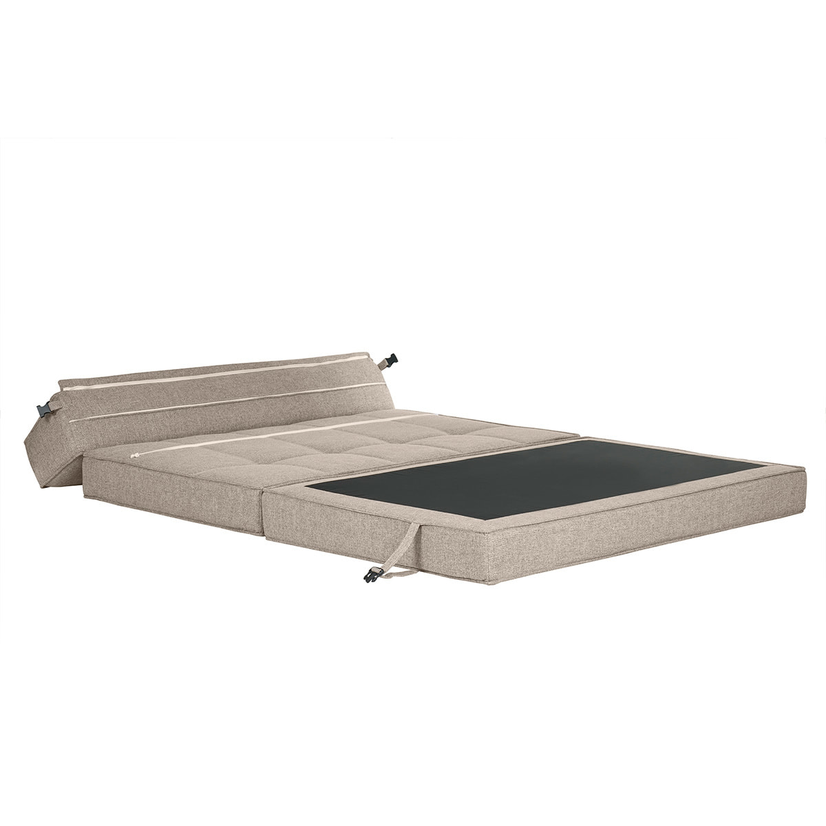 Chauffeuse 2 places convertible en tissu taupe KATY