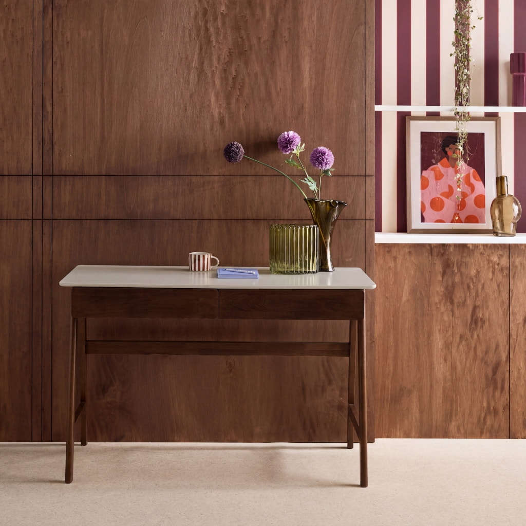 Bureau décor bois 2 tiroirs TOMMY