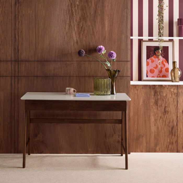 Bureau décor bois 2 tiroirs TOMMY