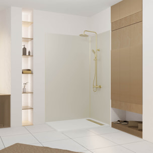 Pack 2 Panneaux Muraux en Aluminium Ivoire 120+90x210 cm + Profilés Or Doré Brossé
