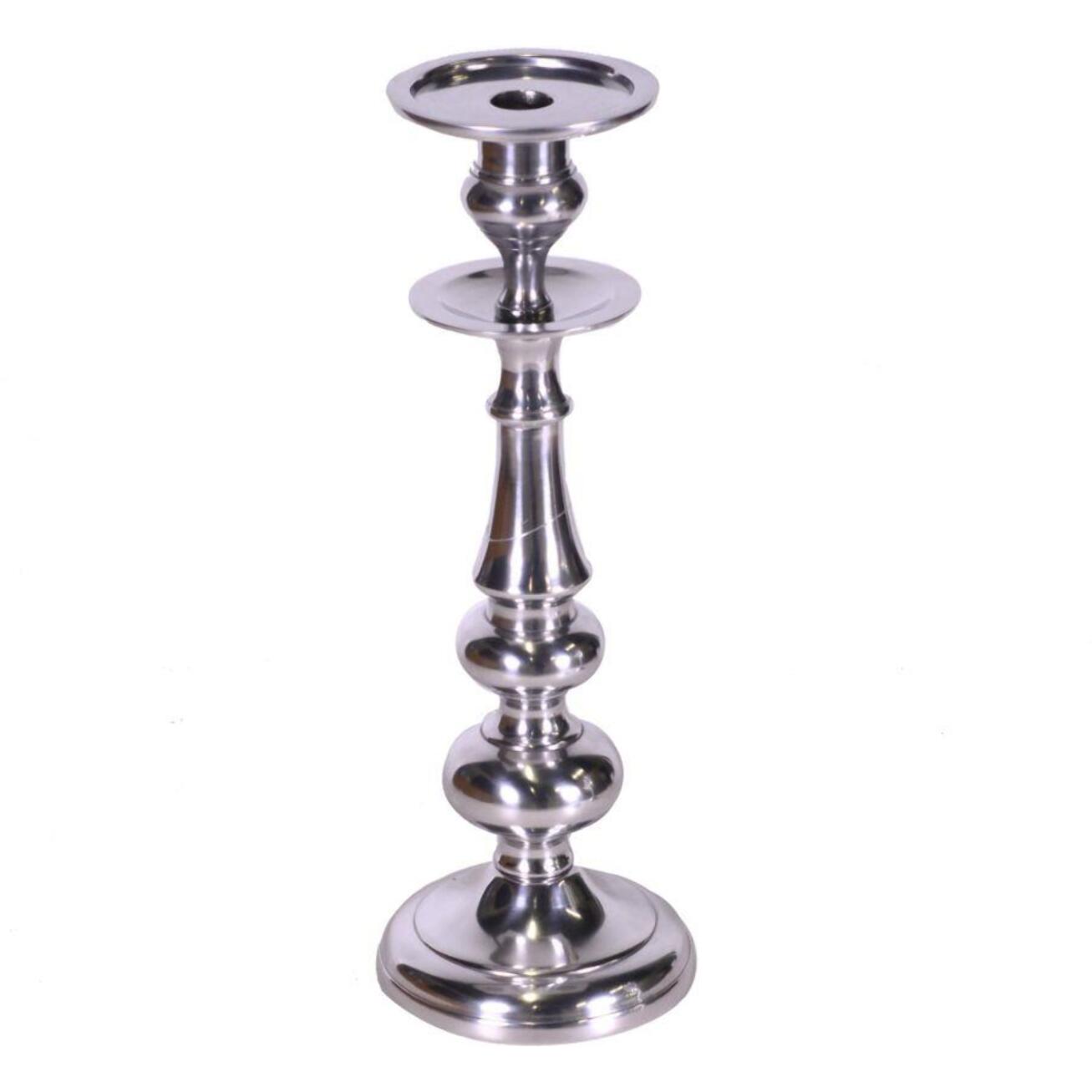 Portacandela in alluminio argento cmø13h37