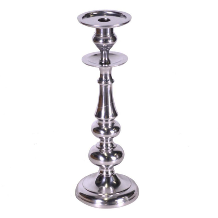 Portacandela in alluminio argento cmø13h37