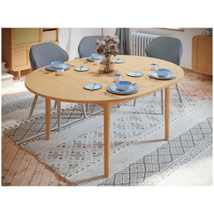 Table de repas ronde extensible 130 à 165 cm décor chêne - BEVERLY