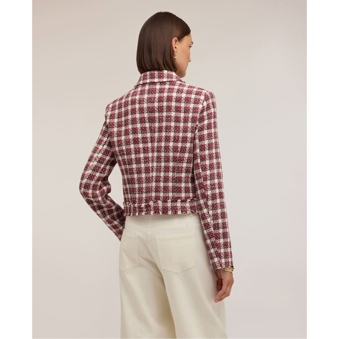 Motivi - Giacca chanel corta in tweed armaturato - Rosso