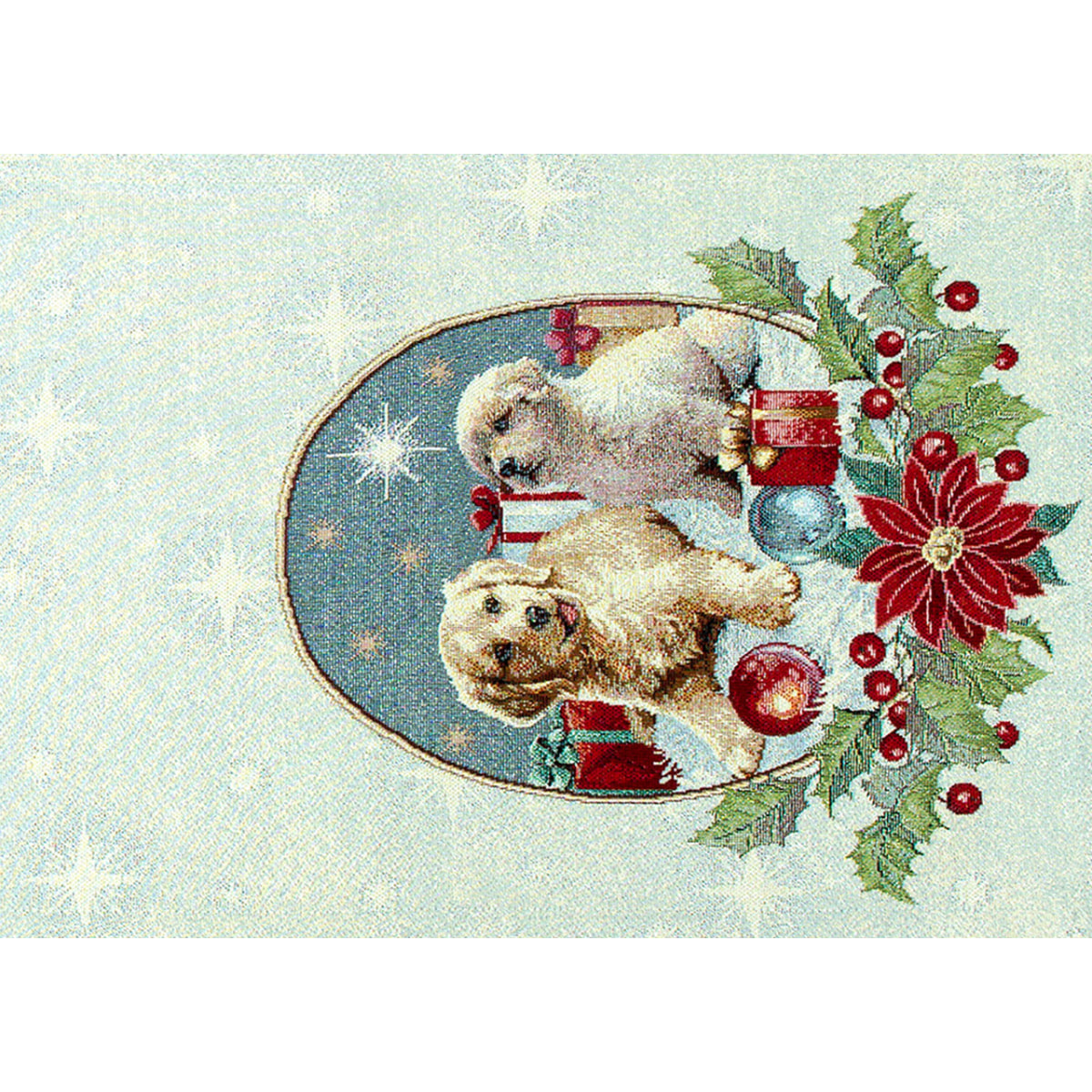 Runner Natalizio Tessuto Gobelin Disegno Cagnolini 45*140