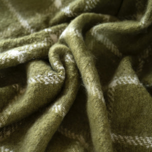 Plaid à carreaux aspect mohair avec franges - Vert