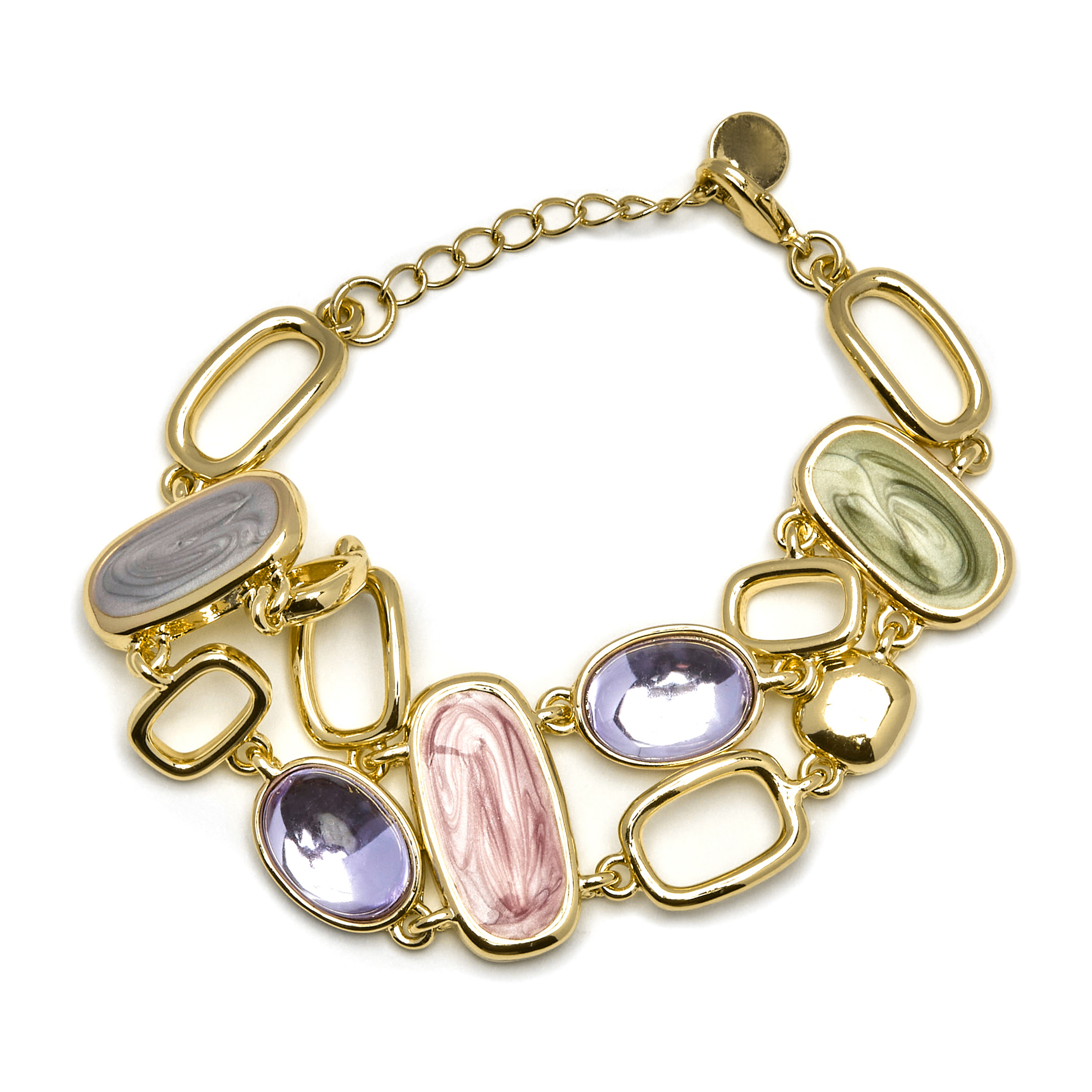 Pulsera con Lacado Multicolor acabado oro 18k