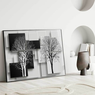 Affiche encadrée arbres graphiques noir et blanc Affiche + cadre en métal - Noir
