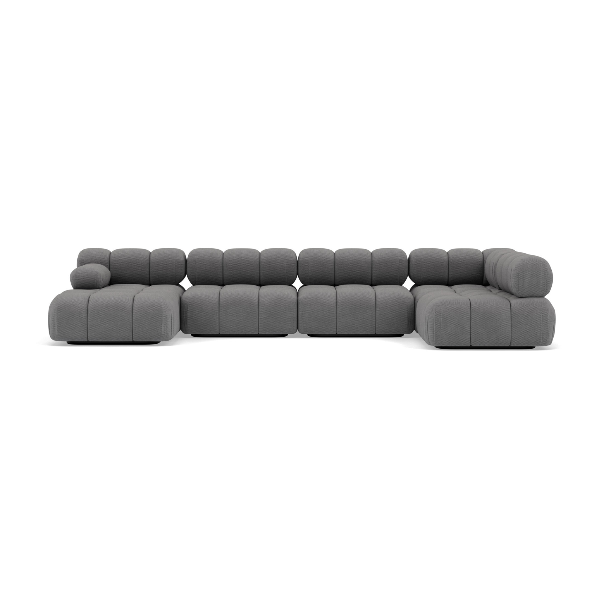 Ruby - canapé panoramique modulable d'angle droit 7 places en velours texturé - Gris