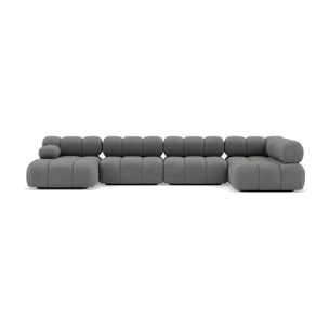 Ruby - canapé panoramique modulable d'angle droit 7 places en velours texturé - Gris