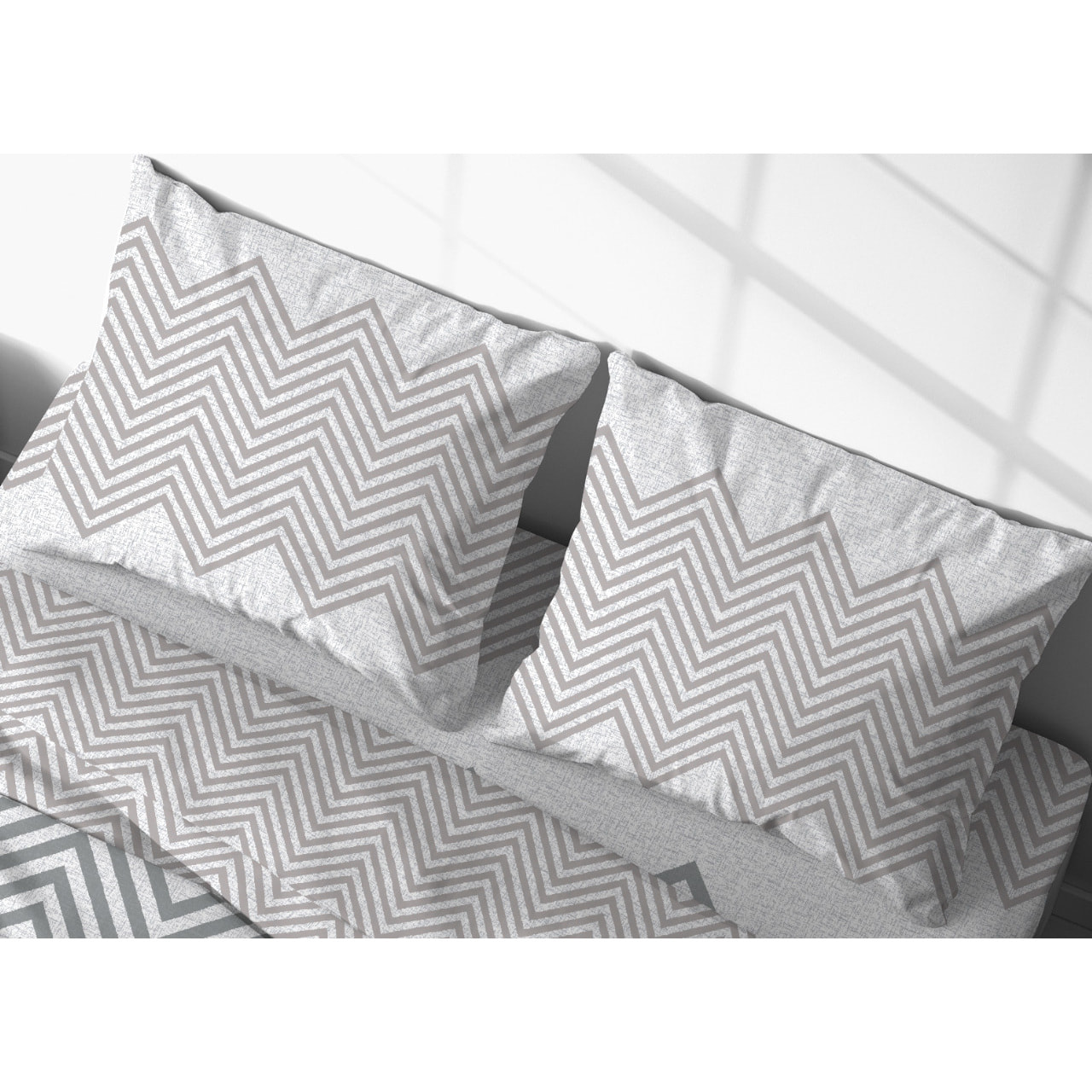 Copripiumino In 100% Cotone Disegno Zig Zag