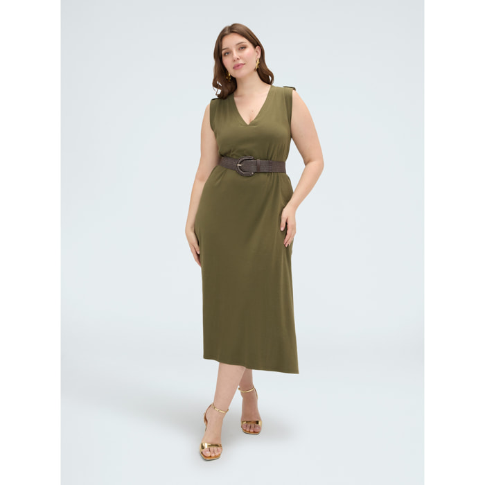 Fiorella Rubino - Vestito lungo con scollo a V - Verde militare