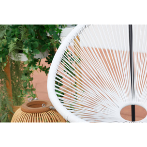 Salon de jardin 2 fauteuils ronds et table basse blanc LIO