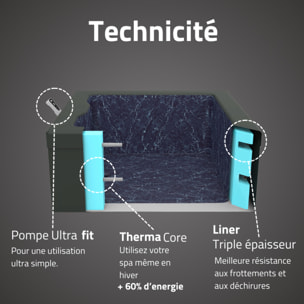 Bestway Spa semi rigide carré Lay-Z-Spa Stockholm Smart AirJet avec WiFi 4-6 personnes