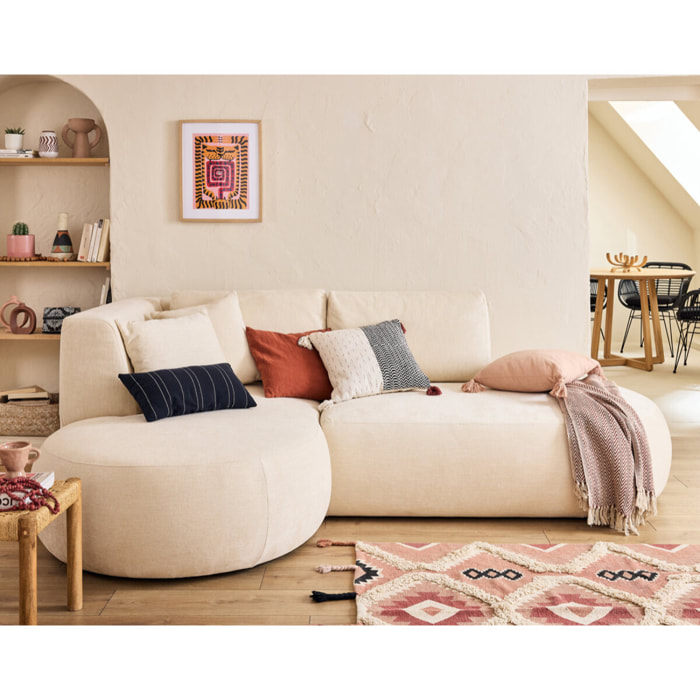 Santorini - module d'assise gauche - en tissu texturé - Beige