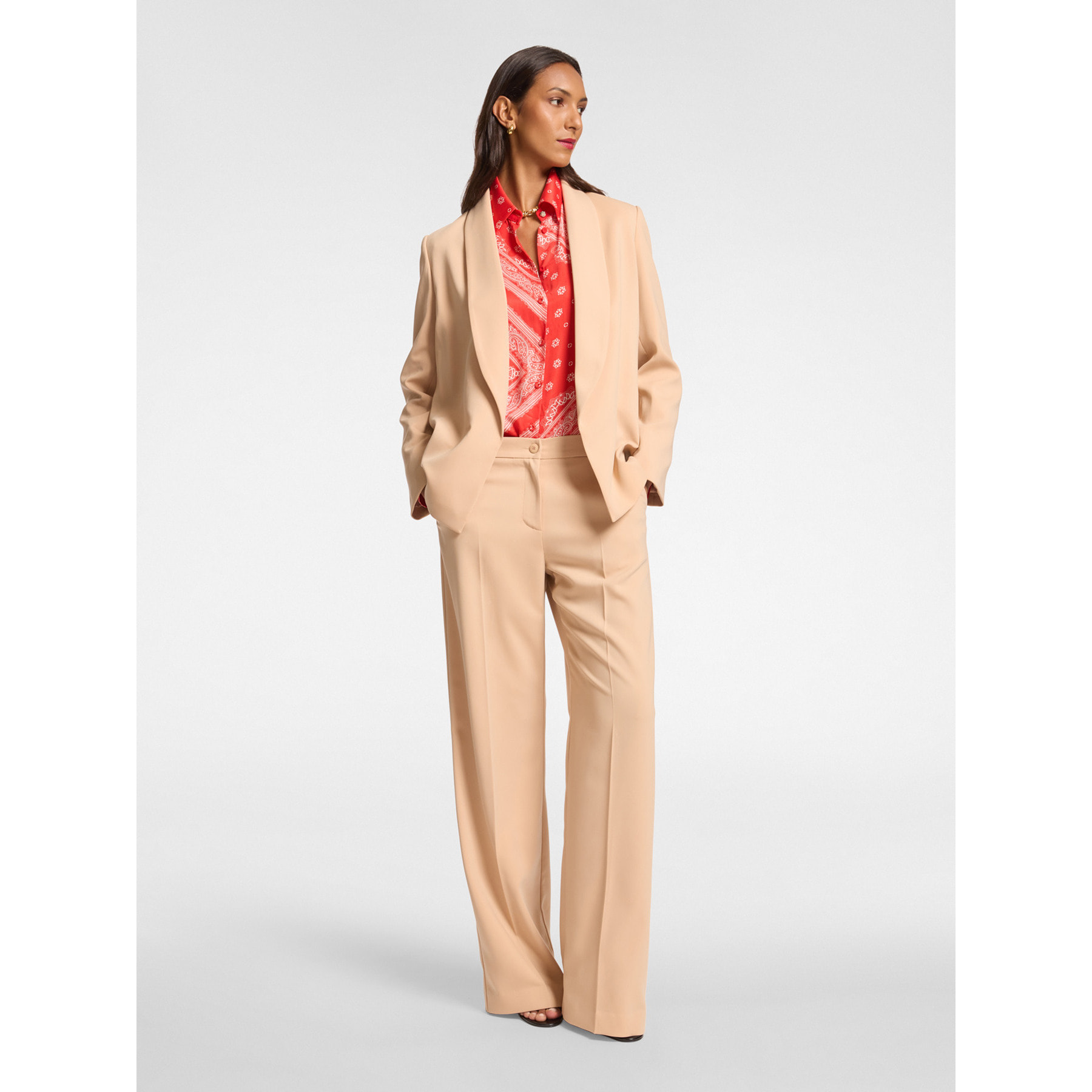 Elena Mirò - Blazer con collo a scialle - Beige