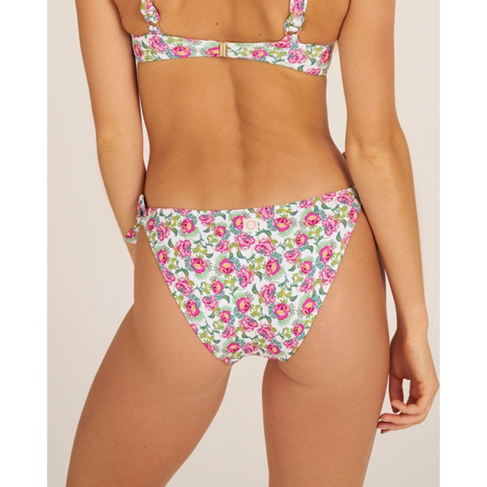 Braga de bikini clásica con lazos y estampado de flores