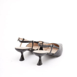 SLINGBACK SNAKE CHOCOLA' NERO