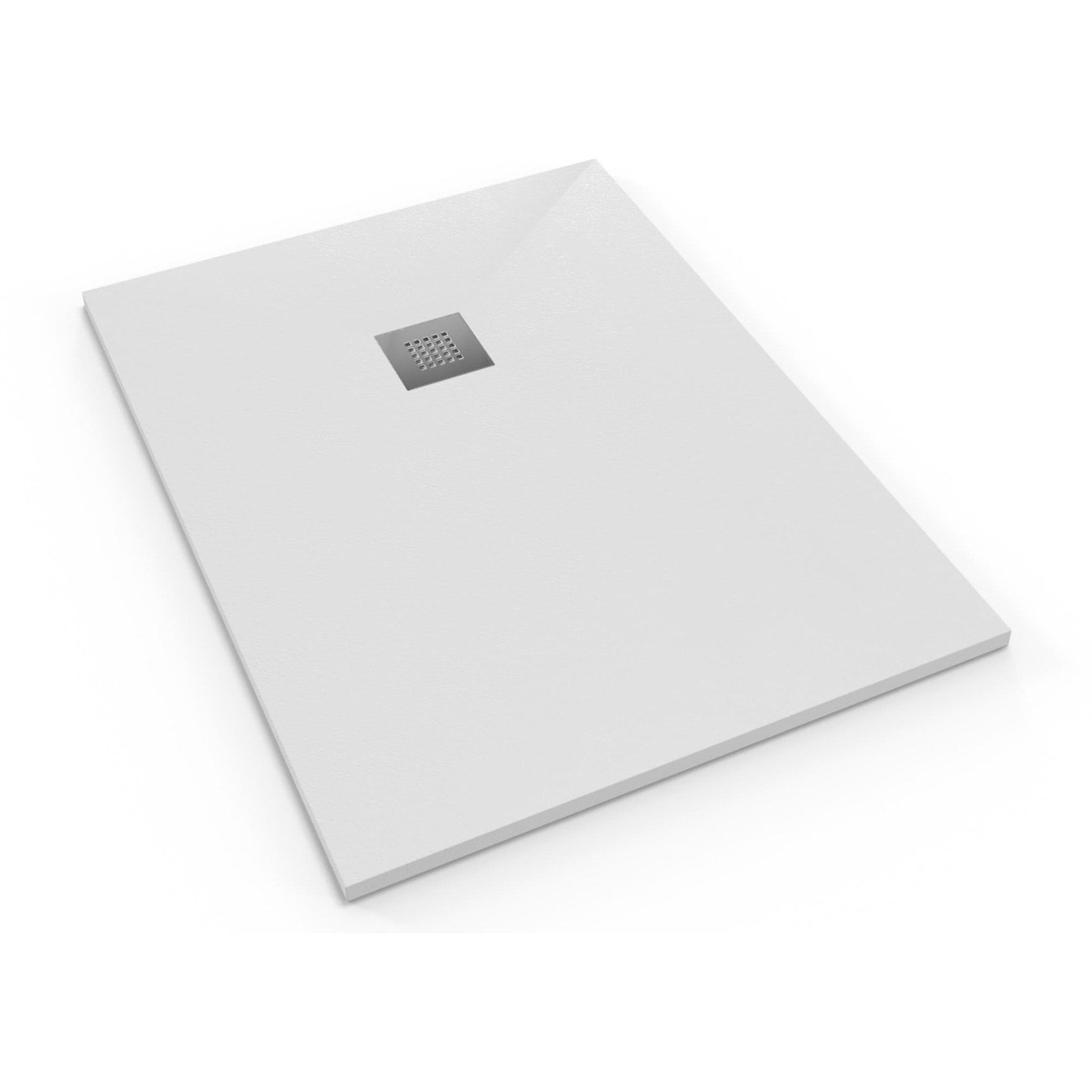 Alek Receveur de douche rectangulaire 140x90cm avec siphon, en marbre coulé, Blanc (SATALEK14090B)