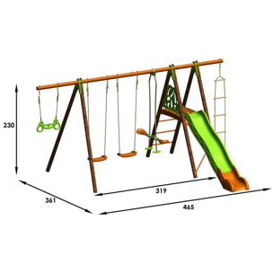 Balançoire en bois poutre métal 2,30 m Techwood Premium OCTAVO - 8 enfants