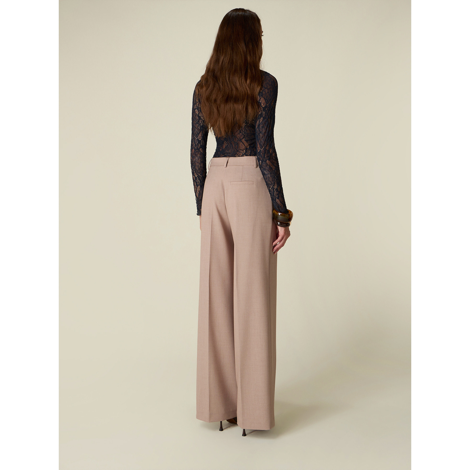 Oltre - Pantalones palazzo teñidos en hilo - Beige