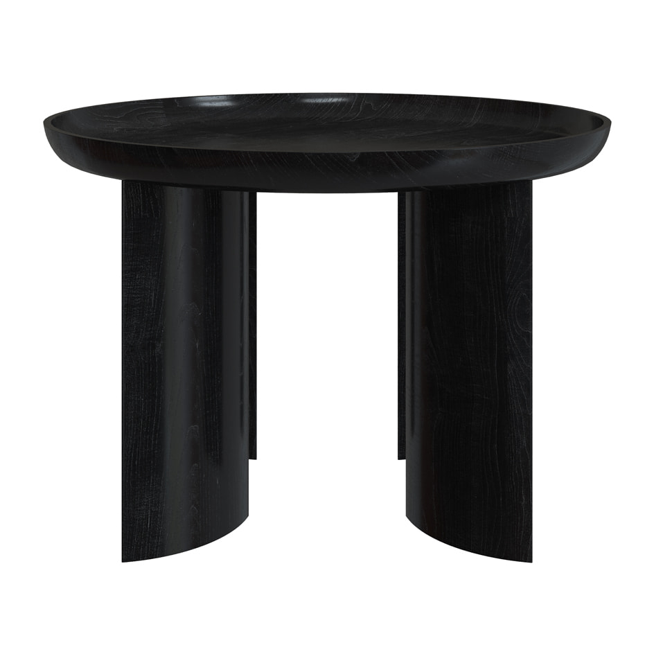 Table basse ronde noire en bois de manguier D60 cm - Blake