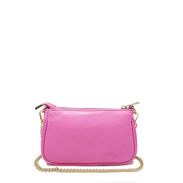 Chicca Borse - Tracollina Clutch Donna in Vera Pelle - Colore Rosa