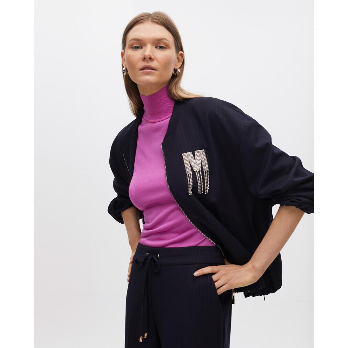 Bomber a righe con dettaglio gioiello