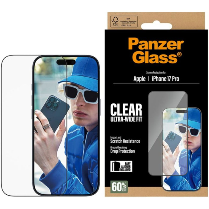 Protège écran PANZERGLASS iPhone 17 Pro verre trempé UWF