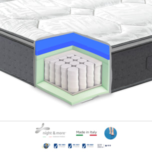 Combinazione: Materasso "Irene" a molle insacchettate e 4cm memory Gel H30 cm 90x190 con guanciale Aloe vera