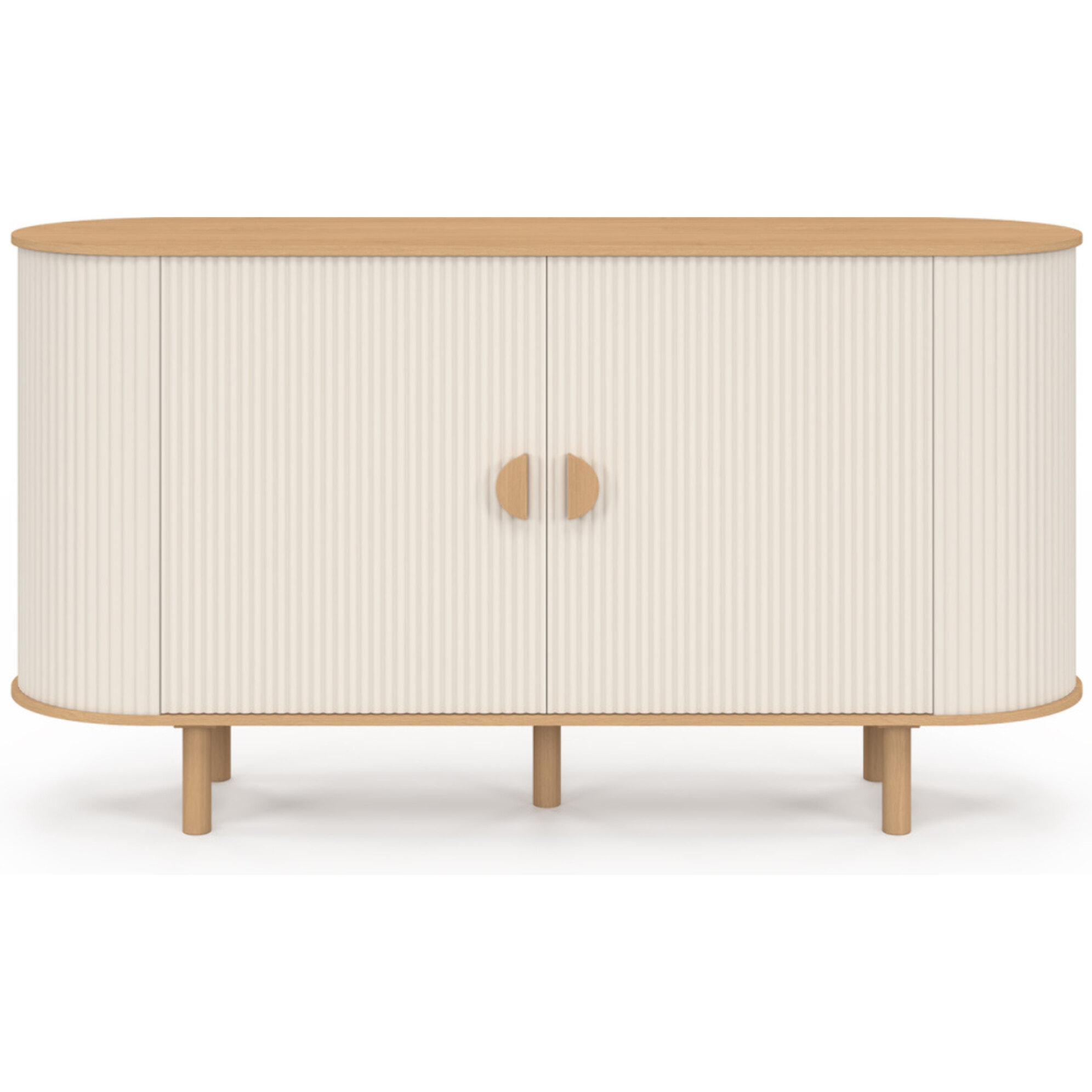 Buffet Kanel 2 portes beige effet cannelé 140cm