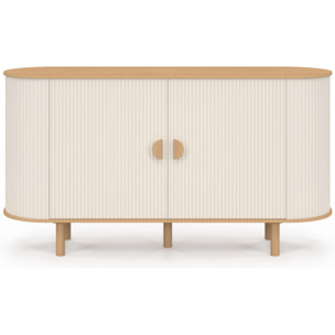 Buffet Kanel 2 portes beige effet cannelé 140cm