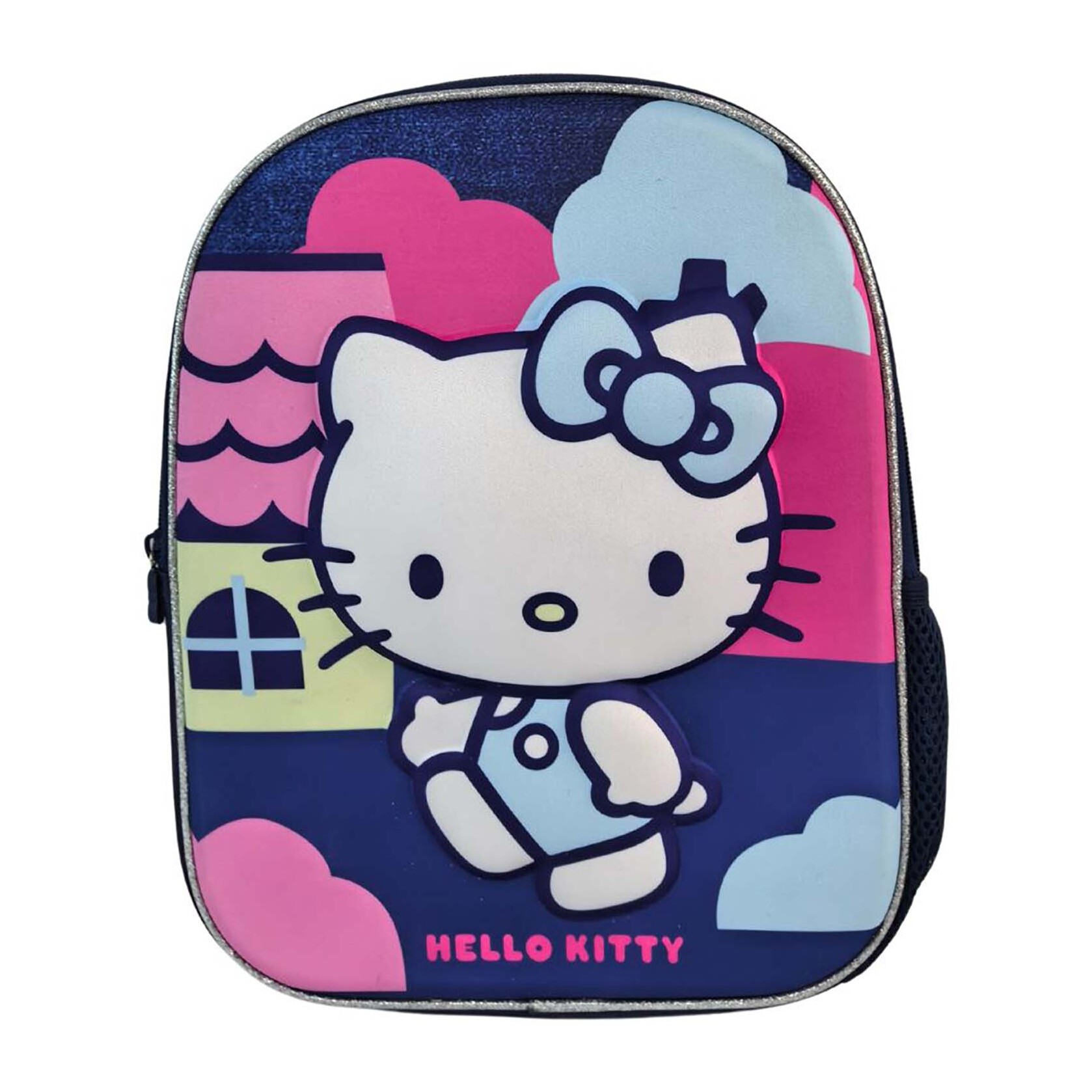 Hello Kitty Mochila Preescolar 3D. Bolsillo lateral. Espaldera acolchada.