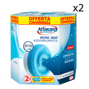 2x Ariasana Tab 2in1 Assorbiumidit e Anti Odore per Aero 360ø - 2 Ricariche